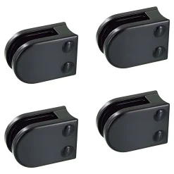 MySystem Garde-Corps, Balustrade<4 x Pince à verre pour tube diam. 42,4 modèle 02 - Ep. verre 8 mm - Zamak noir RAL 9005