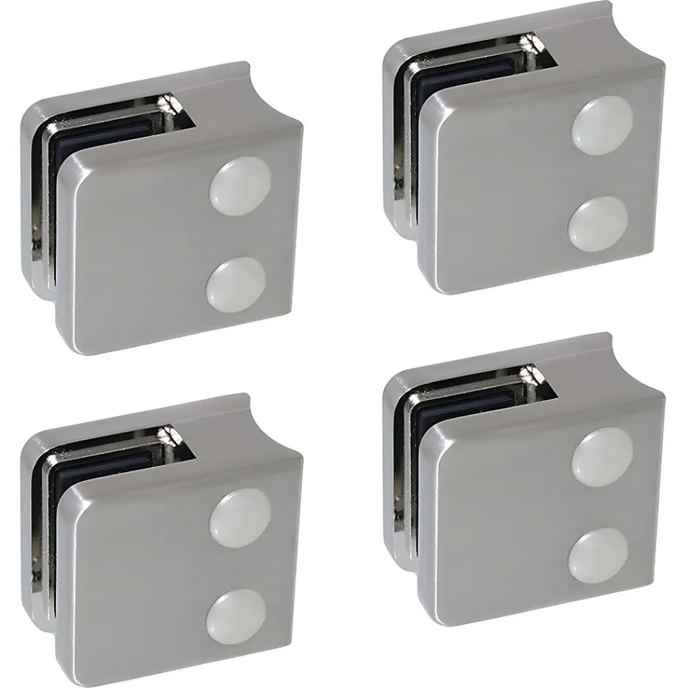 MySystem Garde-Corps, Balustrade<4 x Pince à verre pour tube diam. 42,4 modèle 01 - Ep. verre 8,76 mm - Inox 316 brossé GR320