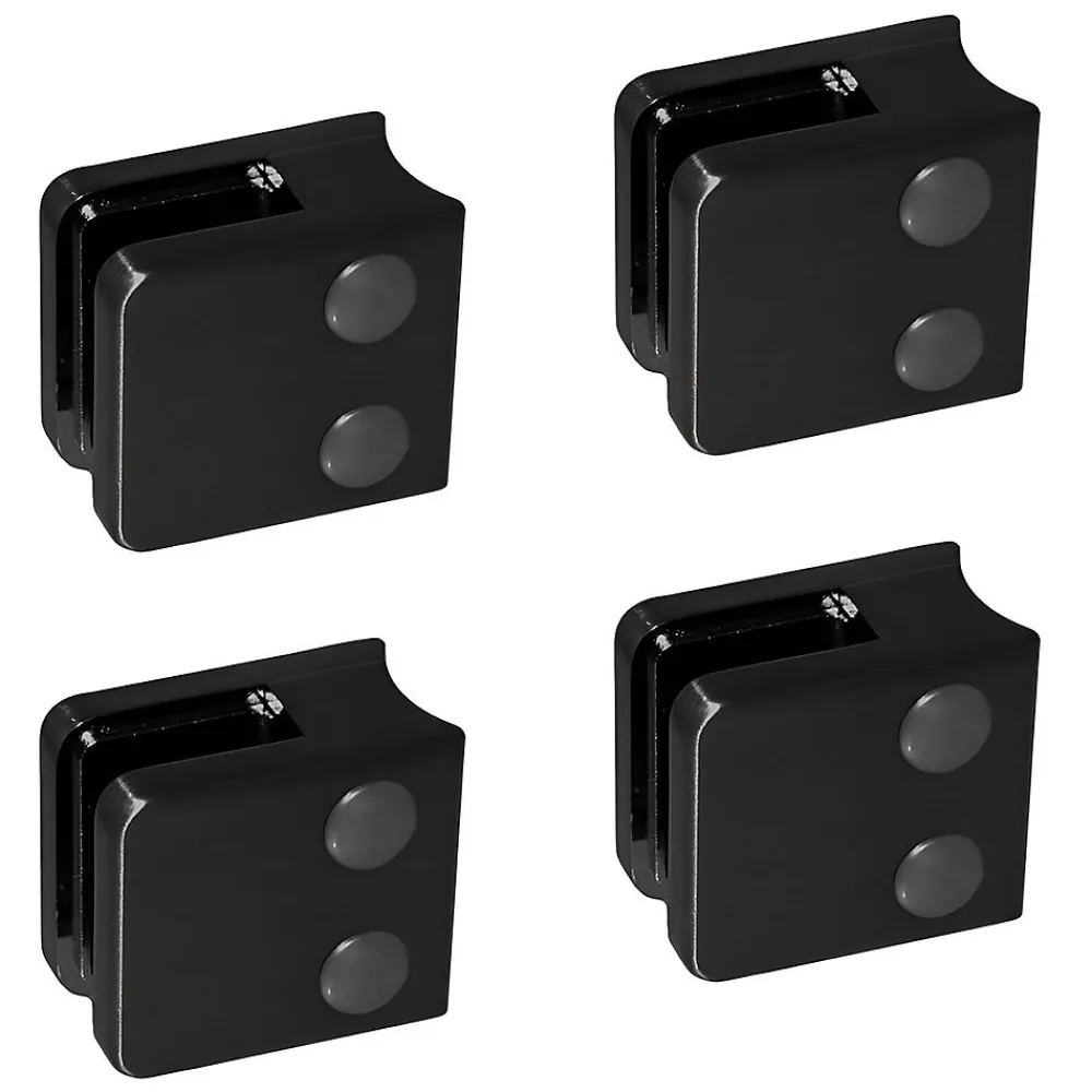 MySystem Garde-Corps, Balustrade<4 x Pince à verre pour tube diam. 42,4 modèle 06 - Ep. verre 11,52 mm - Inox noir anthracite