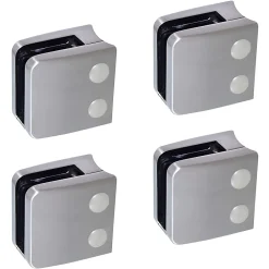 MySystem Garde-Corps, Balustrade<4 x Pince à verre pour tube diam. 42,4 modèle 06 - Ep. verre 11,52 mm - Zamak aspect inox brossé