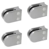 MySystem 4 x Pince à verre pour tube diam. 42,4 modèle 02 - Ep. verre 8,76 mm - Zamak aspect inox brossé- Garde-Corps, Balustrade