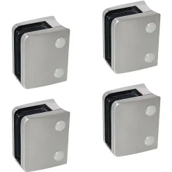 MySystem Garde-Corps, Balustrade<4 x Pince à verre pour tube diam. 48,3 modèle 04 - Ep. verre 9,52 mm - Zamak aspect inox brossé