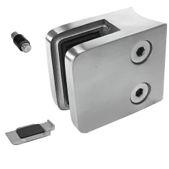 MySystem Garde-Corps, Balustrade<4 x Pince à verre pour tube diam. 42,4 modèle 21 - Ep. verre 6,76 mm - Inox 304 brossé GR320