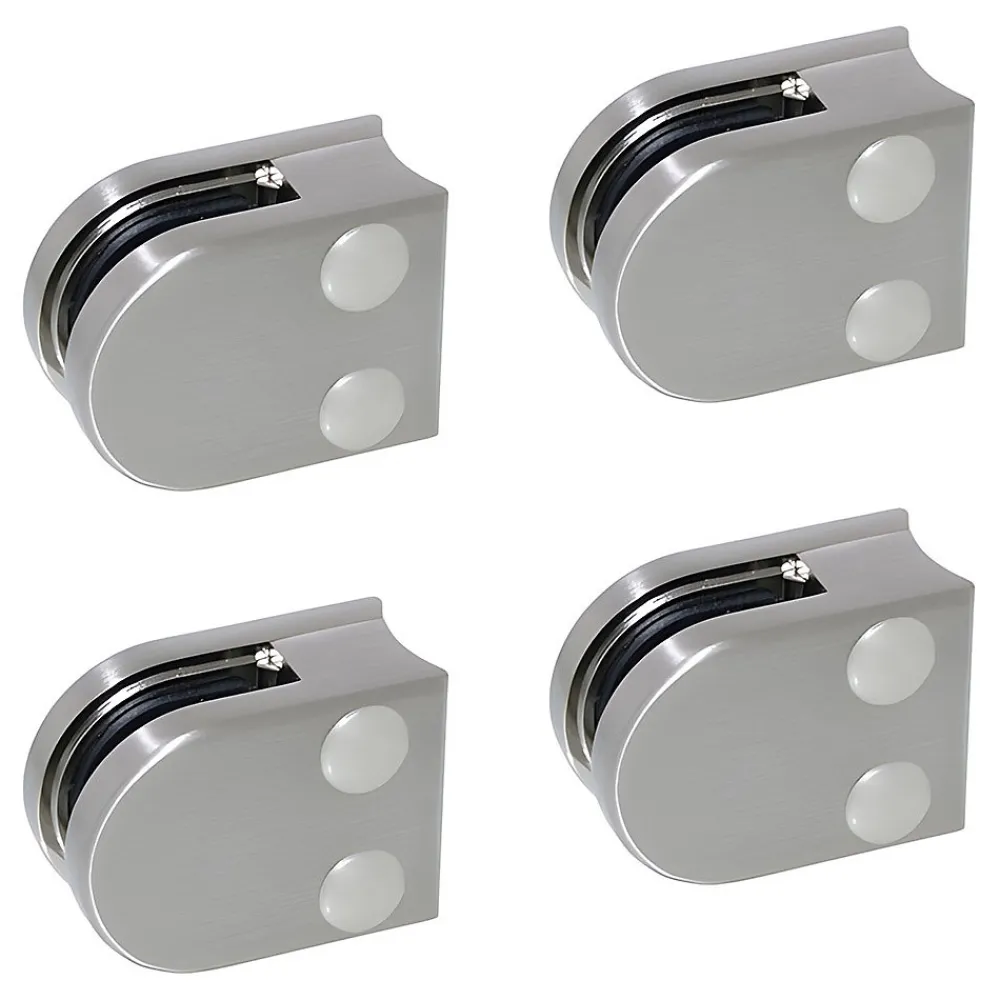 MySystem Garde-Corps, Balustrade<4 x Pince à verre pour tube diam. 42,4 modèle 00 - Ep. verre 8 mm - Inox 304 brossé GR320
