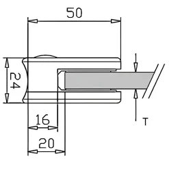 MySystem Garde-Corps, Balustrade<4 x Pince à verre pour tube diam. 42,4 modèle 00 - Ep. verre 8 mm - Inox 304 brossé GR320