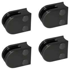MySystem 4 x Pince à verre pour tube diam. 42,4 modèle 00 - Ep. verre 6 mm - Inox noir anthracite- Garde-Corps, Balustrade