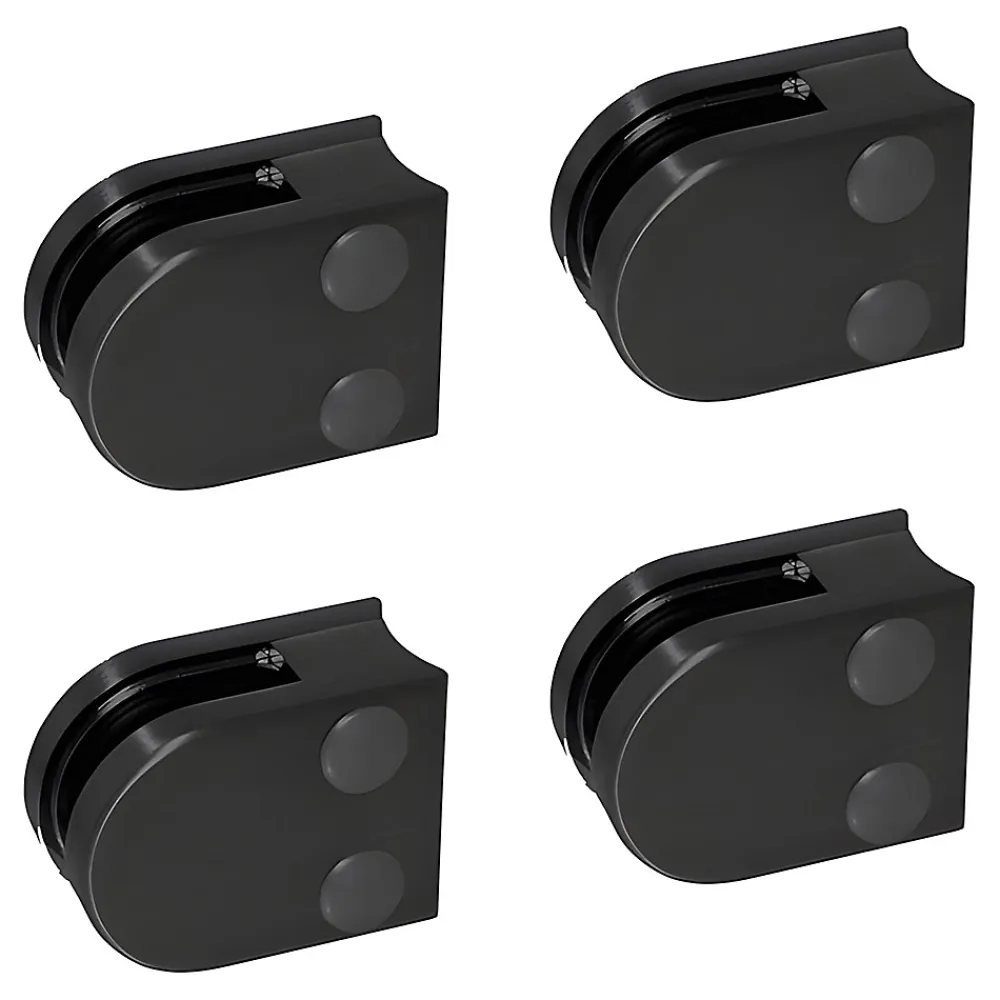 MySystem 4 x Pince à verre pour tube diam. 42,4 modèle 00 - Ep. verre 6 mm - Inox noir anthracite- Garde-Corps, Balustrade