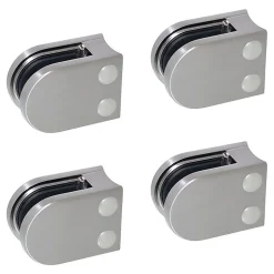 MySystem Garde-Corps, Balustrade<4 x Pince à verre pour tube diam. 42,4 modèle 05 - Ep. verre 12,76 mm - Zamak aspect inox brossé