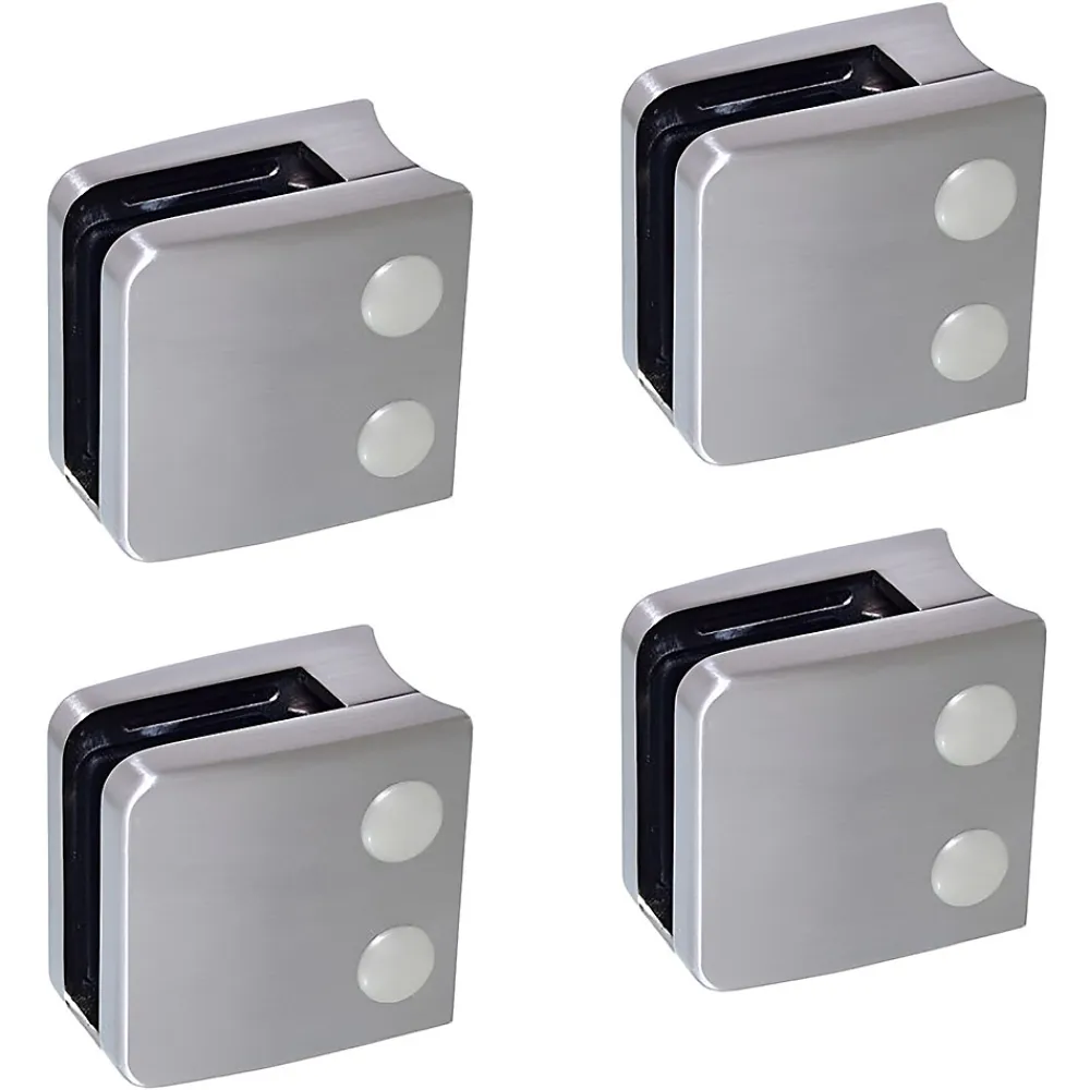 MySystem Garde-Corps, Balustrade<4 x Pince à verre pour tube diam. 42,4 modèle 06 - Ep. verre 11,52 mm - Inox 304 brossé GR320