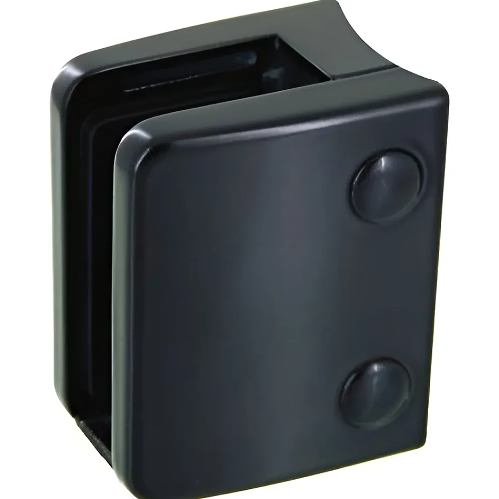 MySystem Garde-Corps, Balustrade<4 x Pince à verre pour tube diam. 48,3 modèle 04 - Ep. verre 16,76 mm - Zamak noir RAL 9005