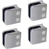 MySystem Garde-Corps, Balustrade<4 x Pince à verre pour tube diam. 42,4 modèle 06 - Ep. verre 10,76 mm - Zamak aspect inox brossé