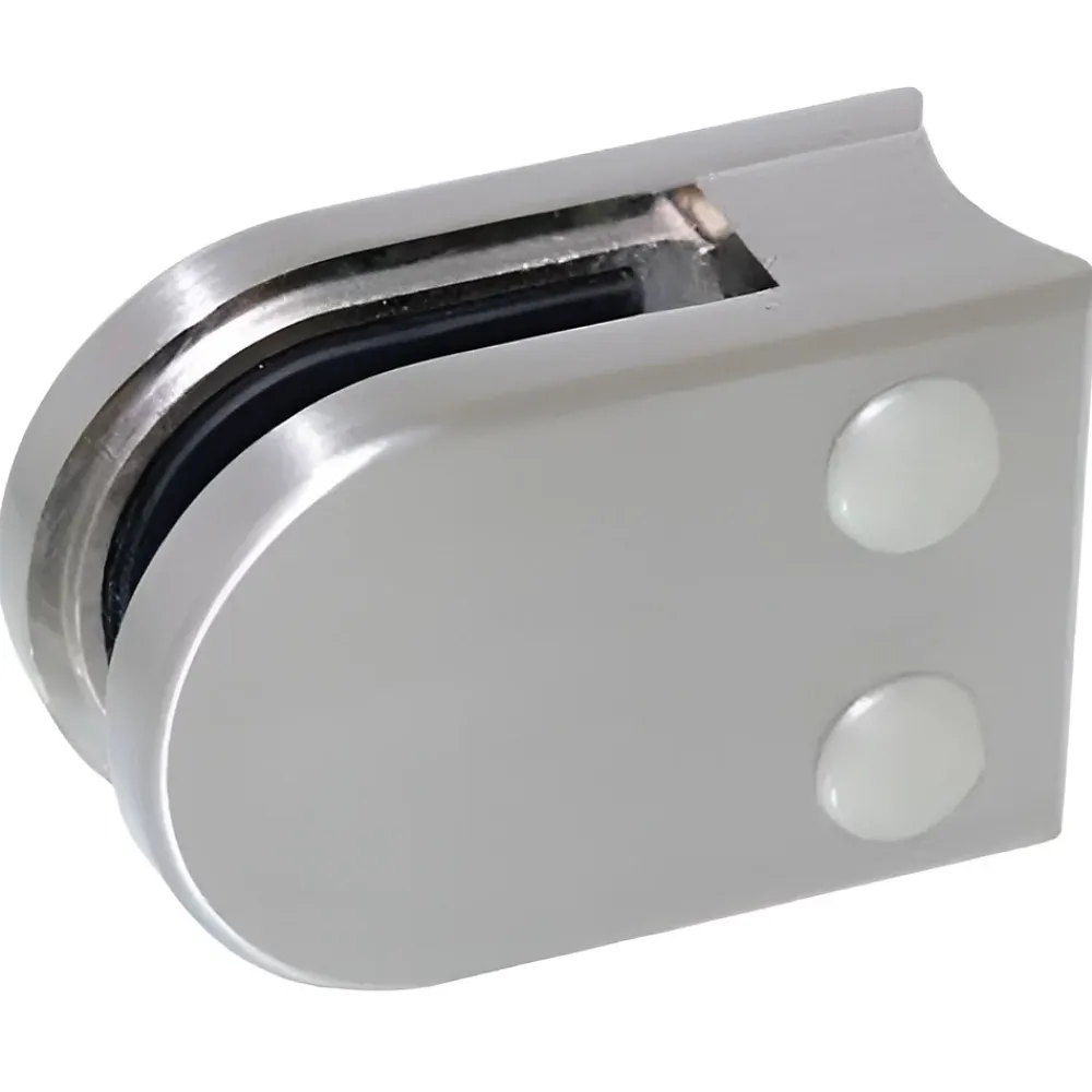 MySystem 4 x Pince à verre pour tube diam. 42,4 modèle 02 - Ep. verre 9,52 mm - Zamak aspect inox brossé- Garde-Corps, Balustrade