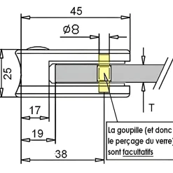 MySystem 4 x Pince à verre pour tube diam. 42,4 modèle 21 - Ep. verre 8 mm - Inox 304 brossé GR320- Garde-Corps, Balustrade