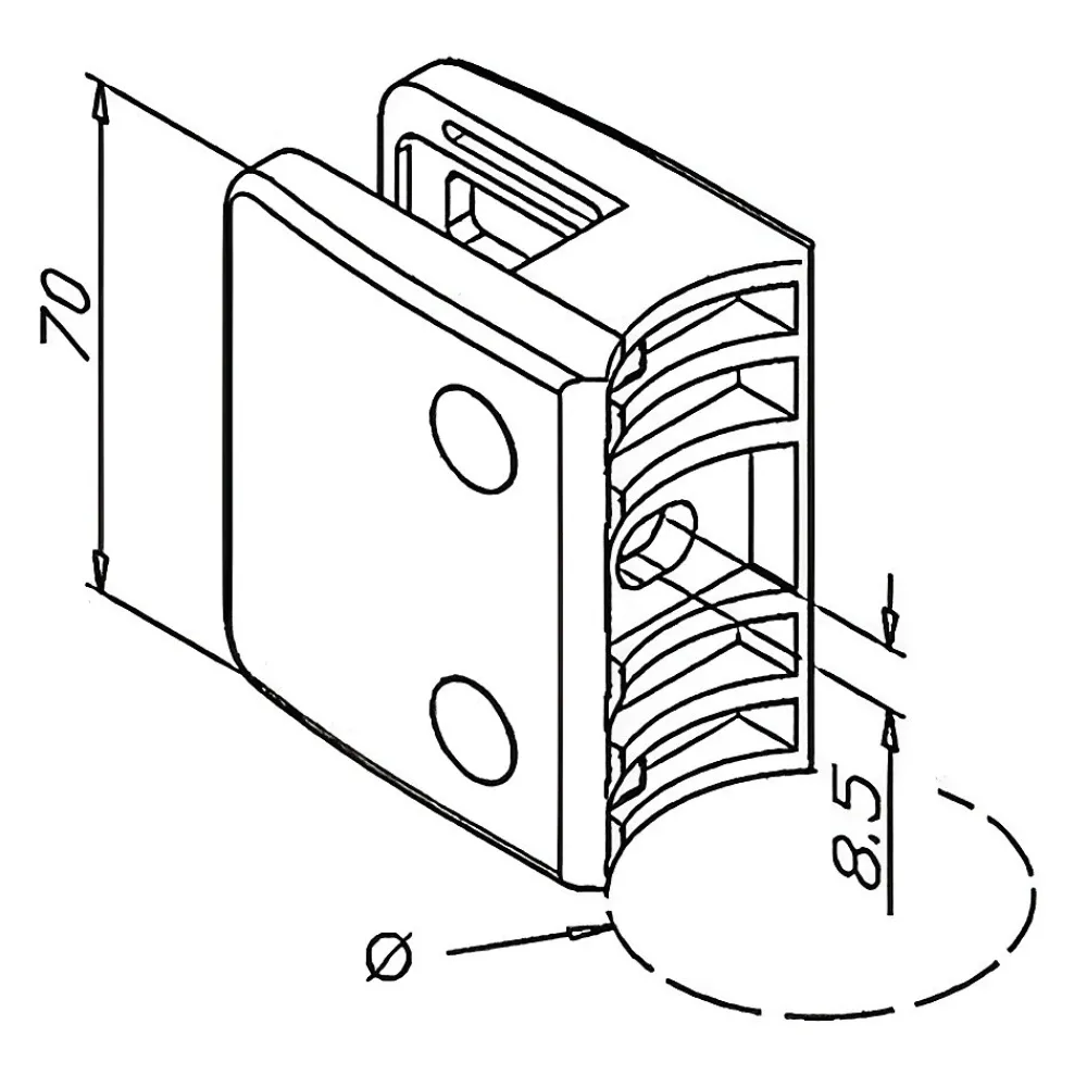 MySystem 4 x Pince à verre pour tube diam. 48,3 modèle 04 - Ep. verre 17,52 mm - Inox 316 brossé GR320- Garde-Corps, Balustrade