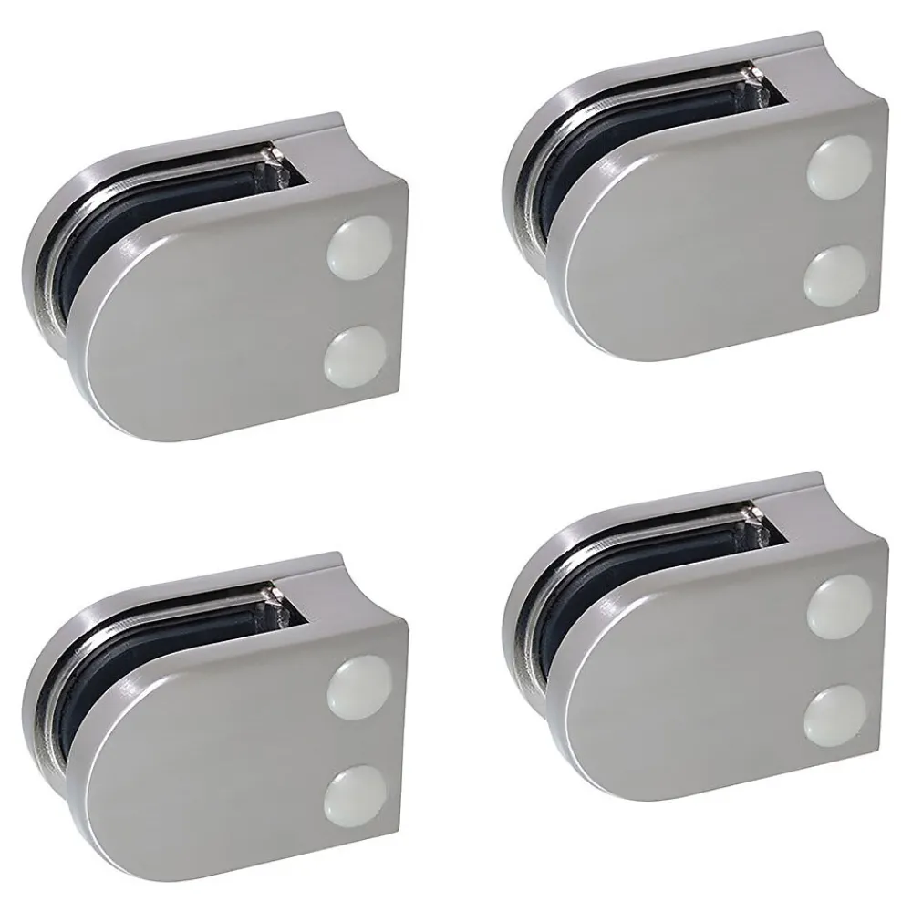 MySystem Garde-Corps, Balustrade<4 x Pince à verre pour tube diam. 42,4 modèle 05 - Ep. verre 12,76 mm - Inox 304 brossé GR320