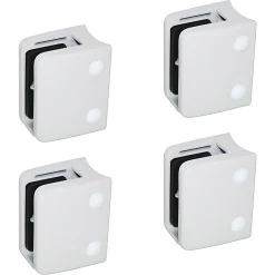 MySystem Garde-Corps, Balustrade<4 x Pince à verre pour tube diam. 48,3 modèle 04 - Ep. verre 12,76 mm - Zamak blanc RAL 9016