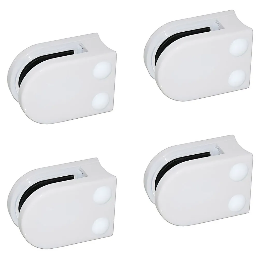 MySystem Garde-Corps, Balustrade<4 x Pince à verre pour tube diam. 42,4 modèle 02 - Ep. verre 8 mm - Zamak blanc RAL 9016
