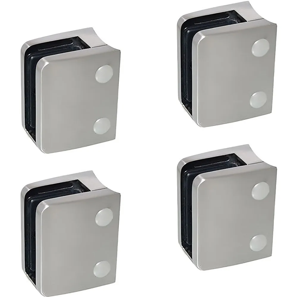MySystem 4 x Pince à verre pour tube diam. 48,3 modèle 04 - Ep. verre 12 mm - Inox 316 brossé GR320- Garde-Corps, Balustrade