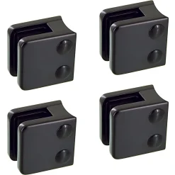 MySystem 4 x Pince à verre pour tube diam. 42,4 modèle 01 - Ep. verre 10 mm - Zamak noir RAL 9005- Garde-Corps, Balustrade