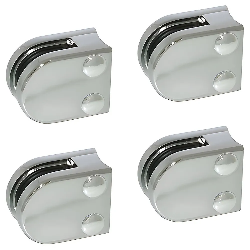 MySystem Garde-Corps, Balustrade<4 x Pince à verre pour tube diam. 42,4 modèle 00 - Ep. verre 6 mm - Zamak chromé brillant