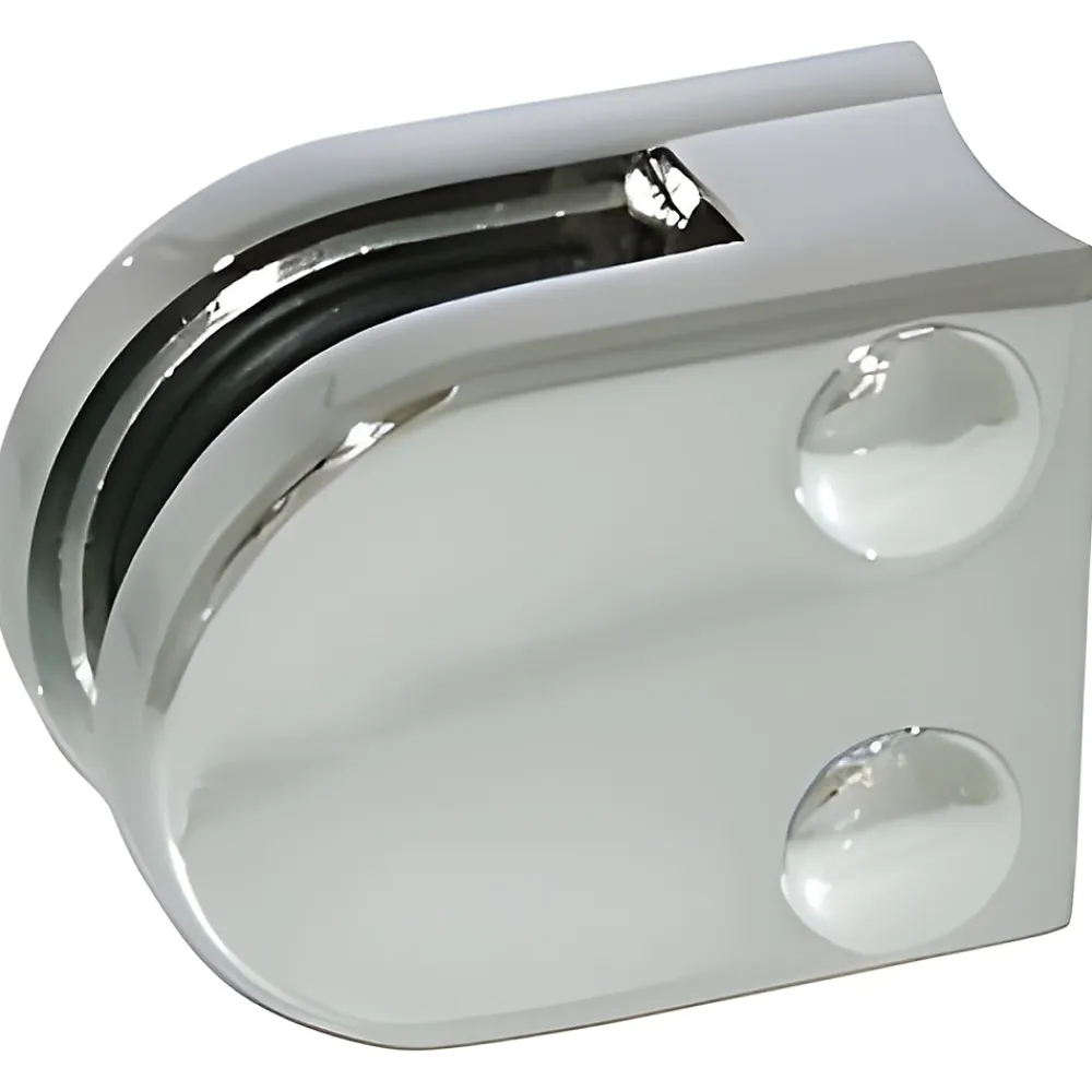 MySystem Garde-Corps, Balustrade<4 x Pince à verre pour tube diam. 42,4 modèle 00 - Ep. verre 6 mm - Zamak chromé brillant
