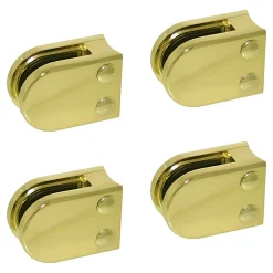 MySystem 4 x Pince à verre pour tube diam. 42,4 modèle 02 - Ep. verre 6 mm - Zamak aspect laiton- Garde-Corps, Balustrade