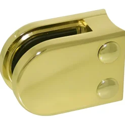 MySystem 4 x Pince à verre pour tube diam. 42,4 modèle 02 - Ep. verre 6 mm - Zamak aspect laiton- Garde-Corps, Balustrade