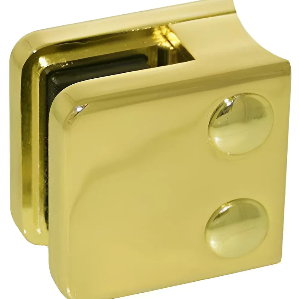 MySystem Garde-Corps, Balustrade<4 x Pince à verre pour tube diam. 42,4 modèle 01 - Ep. verre 10 mm - Zamak aspect laiton