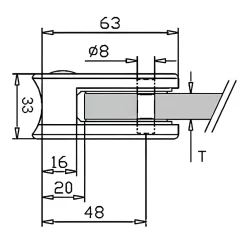 MySystem Garde-Corps, Balustrade<4 x Pince à verre pour tube diam. 42,4 modèle 05 - Ep. verre 12,76 mm - Zamak brut