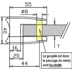 MySystem Garde-Corps, Balustrade<4 x Pince à verre pour tube diam. 48,3 modèle 04 - Ep. verre 12,76 mm - Inox 316 brossé GR320