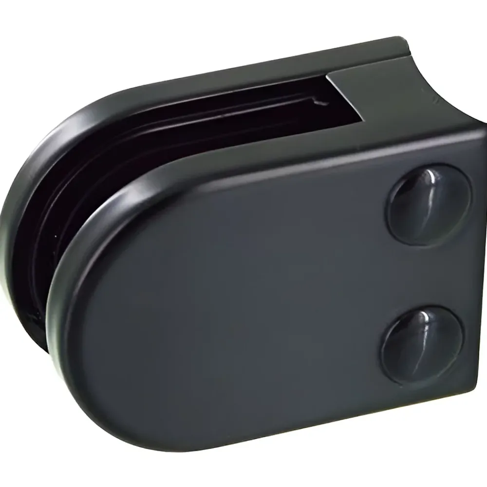 MySystem 4 x Pince à verre pour tube diam. 42,4 modèle 02 - Ep. verre 6,76 mm - Zamak noir RAL 9005- Garde-Corps, Balustrade