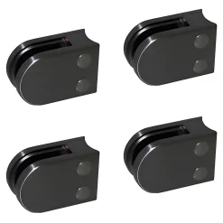 MySystem 4 x Pince à verre pour tube diam. 42,4 modèle 02 - Ep. verre 6 mm - Inox noir anthracite- Garde-Corps, Balustrade