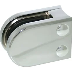 MySystem 4 x Pince à verre pour tube diam. 42,4 modèle 02 - Ep. verre 8 mm - Zamak chromé brillant- Garde-Corps, Balustrade