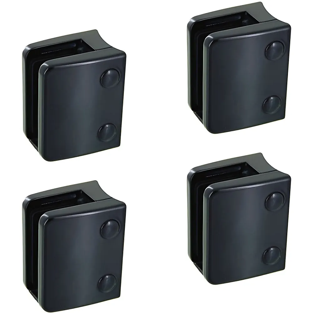 MySystem 4 x Pince à verre pour tube diam. 48,3 modèle 04 - Ep. verre 10 mm - Zamak noir RAL 9005- Garde-Corps, Balustrade