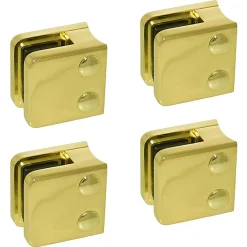 MySystem Garde-Corps, Balustrade<4 x Pince à verre pour tube diam. 42,4 modèle 01 - Ep. verre 6,76 mm - Zamak aspect laiton