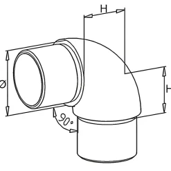 MySystem 2 x Raccord 90 degrés arrondi pour tube diam. 42,4 x 2 mm - Inox 316- Accessoire D'Escalier