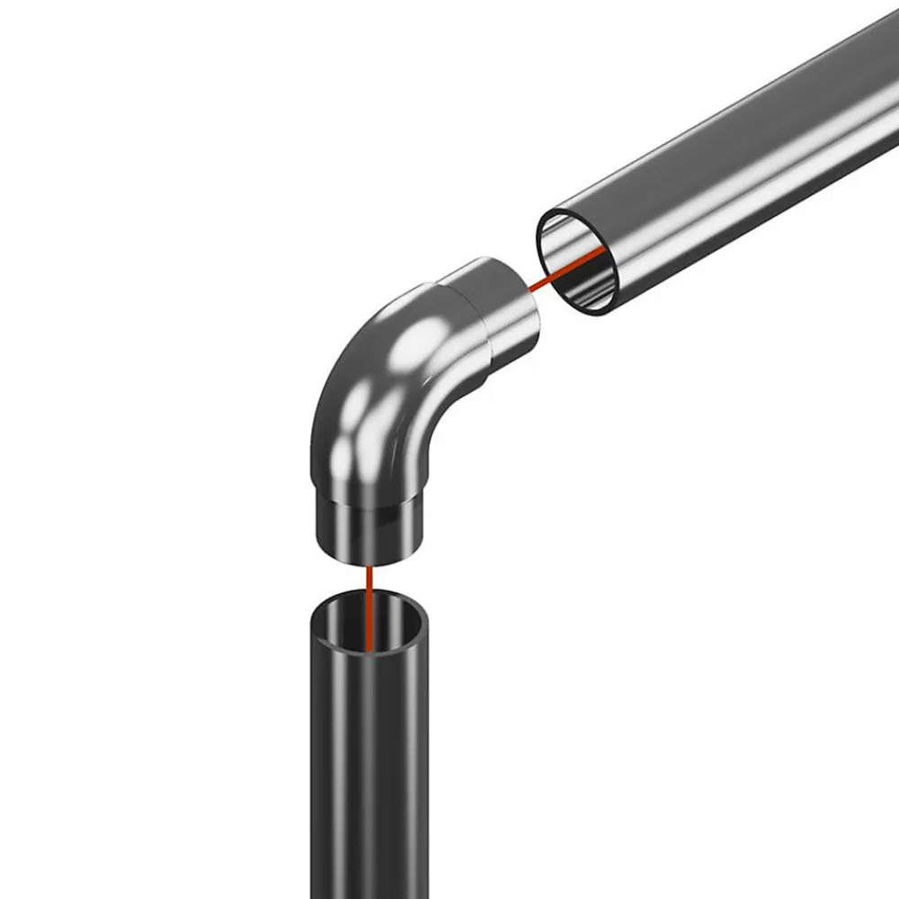 MySystem 2 x Raccord 90 degrés arrondi pour tube diam. 42,4 x 2 mm - Inox 316- Accessoire D'Escalier
