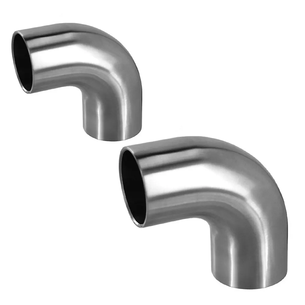 MySystem Accessoire D'Escalier<2 x Raccord 90 degrés arrondi pour main courante bois diam. 42,4 mm - Inox 304