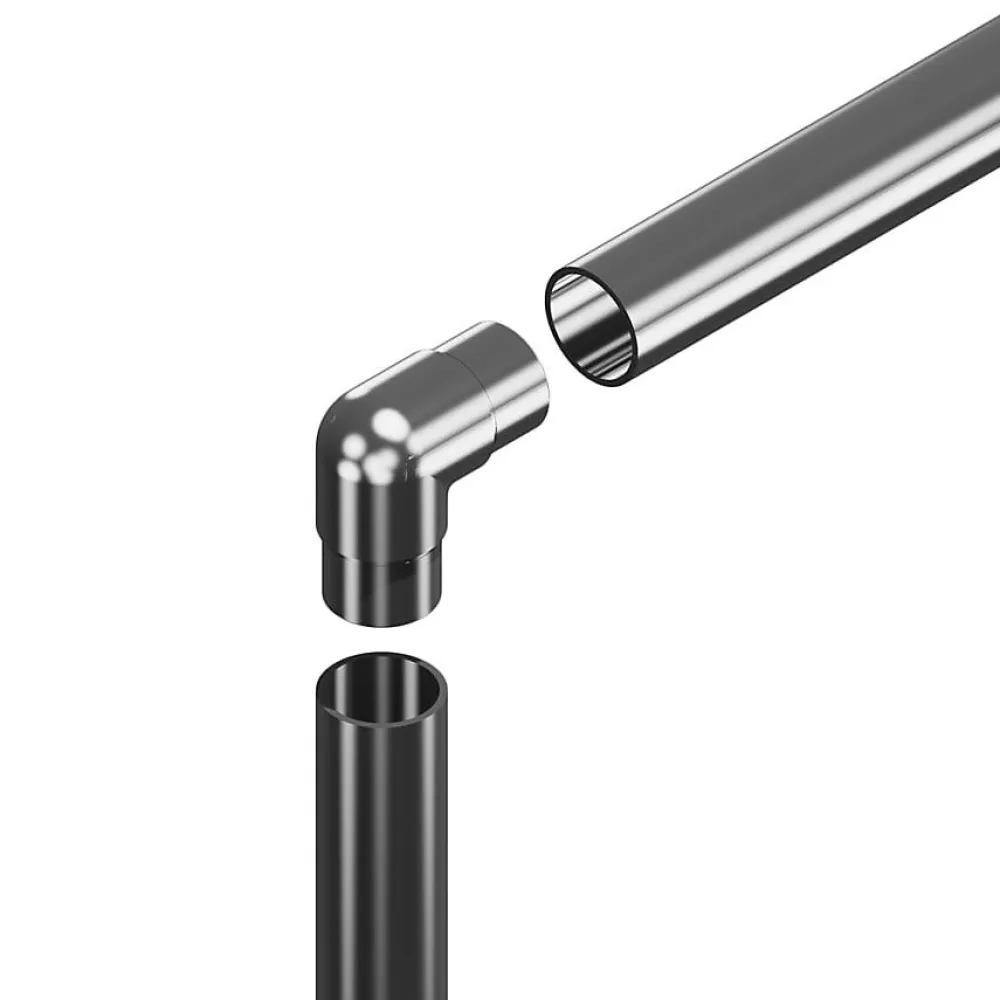 MySystem 2 x Raccord 90 degrés pour tube diam. 42,4 x 2 mm - Inox 304- Accessoire D'Escalier