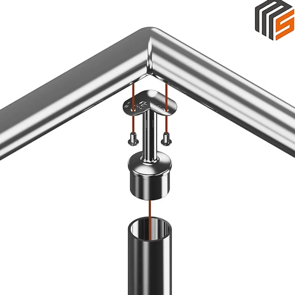 MySystem 2 x Support 90 degrés main courante diam. 42,4 à coller sur tube diam. 42,4 x 2 mm - Inox 304- Accessoire D'Escalier