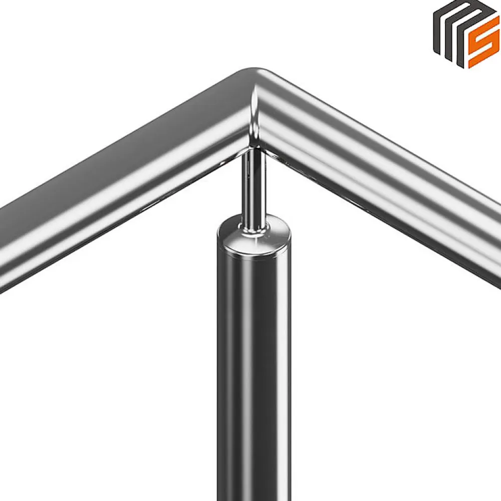 MySystem 2 x Support 90 degrés main courante diam. 42,4 à coller sur tube diam. 42,4 x 2 mm - Inox 304- Accessoire D'Escalier