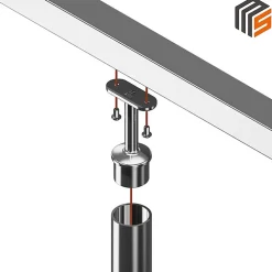 MySystem Accessoire D'Escalier<2 x Support main courante plate à coller sur tube diam. 42,4 x 2 mm - Inox 316