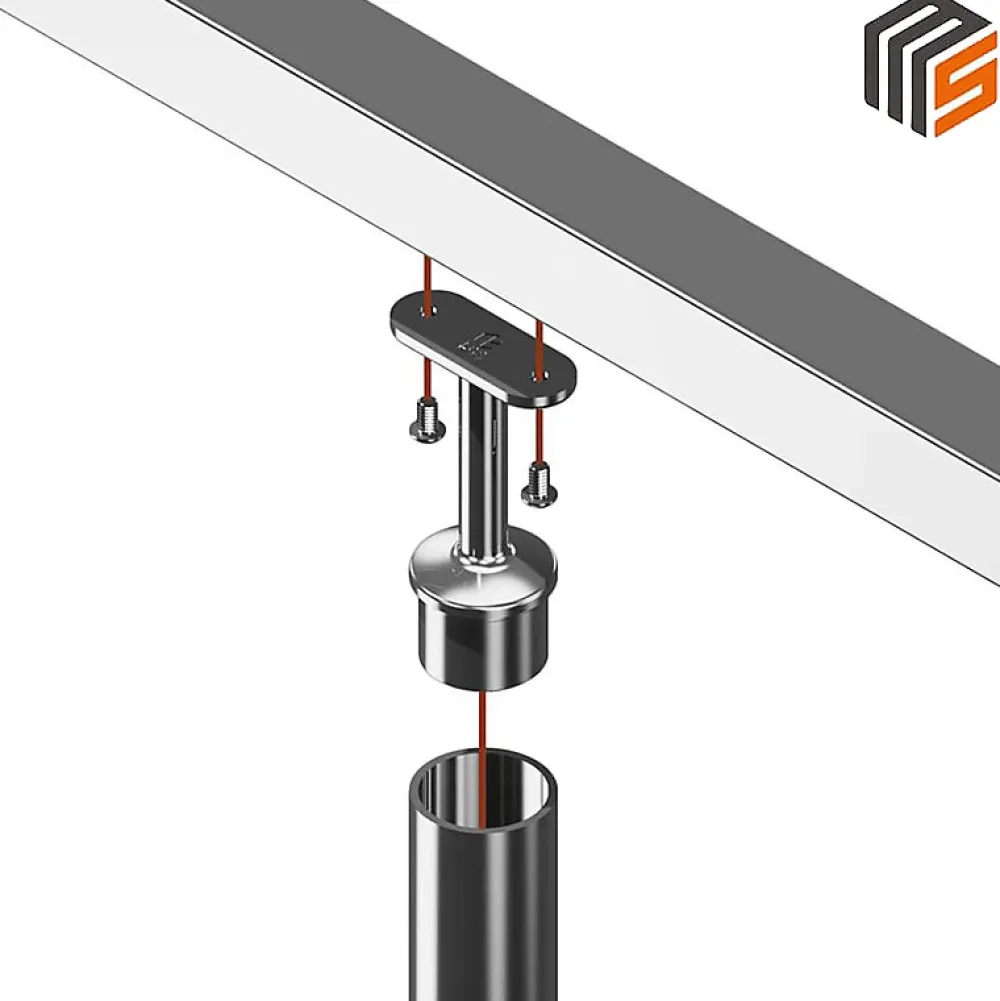 MySystem Accessoire D'Escalier<2 x Support main courante plate à coller sur tube diam. 42,4 x 2 mm - Inox 316