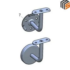 MySystem 2 x Support mural fixe - Main courante diam. 42,4 mm - Platine 3 trous fraisés + CACHE - Inox 304- Accessoire D'Escalier