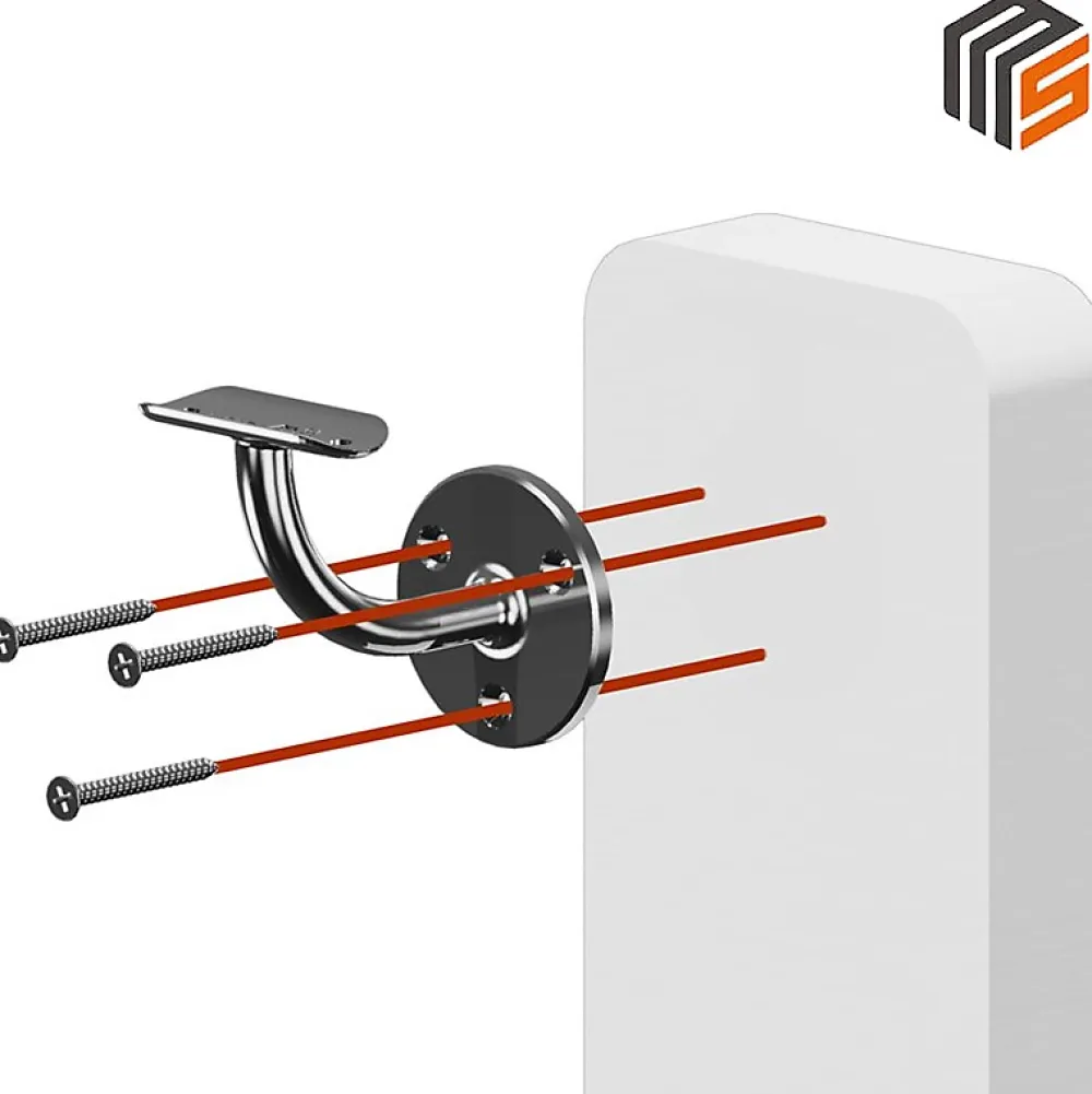 MySystem 2 x Support mural fixe - Main courante diam. 42,4 mm - Platine 3 trous fraisés - Inox 316- Accessoire D'Escalier
