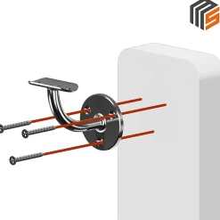 MySystem 2 x Support mural fixe - Main courante diam. 42,4 mm - Platine 3 trous fraisés - Noir anthracite- Accessoire D'Escalier