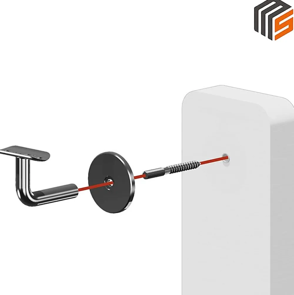 MySystem 2 x Support mural fixe - Main courante diam. 42,4 mm - Fixation M8 - Noir anthracite- Accessoire D'Escalier