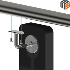 MySystem 2 x Support mural fixe - Main courante diam. 42,4 mm - Platine 3 trous fraisés - Inox 316- Accessoire D'Escalier