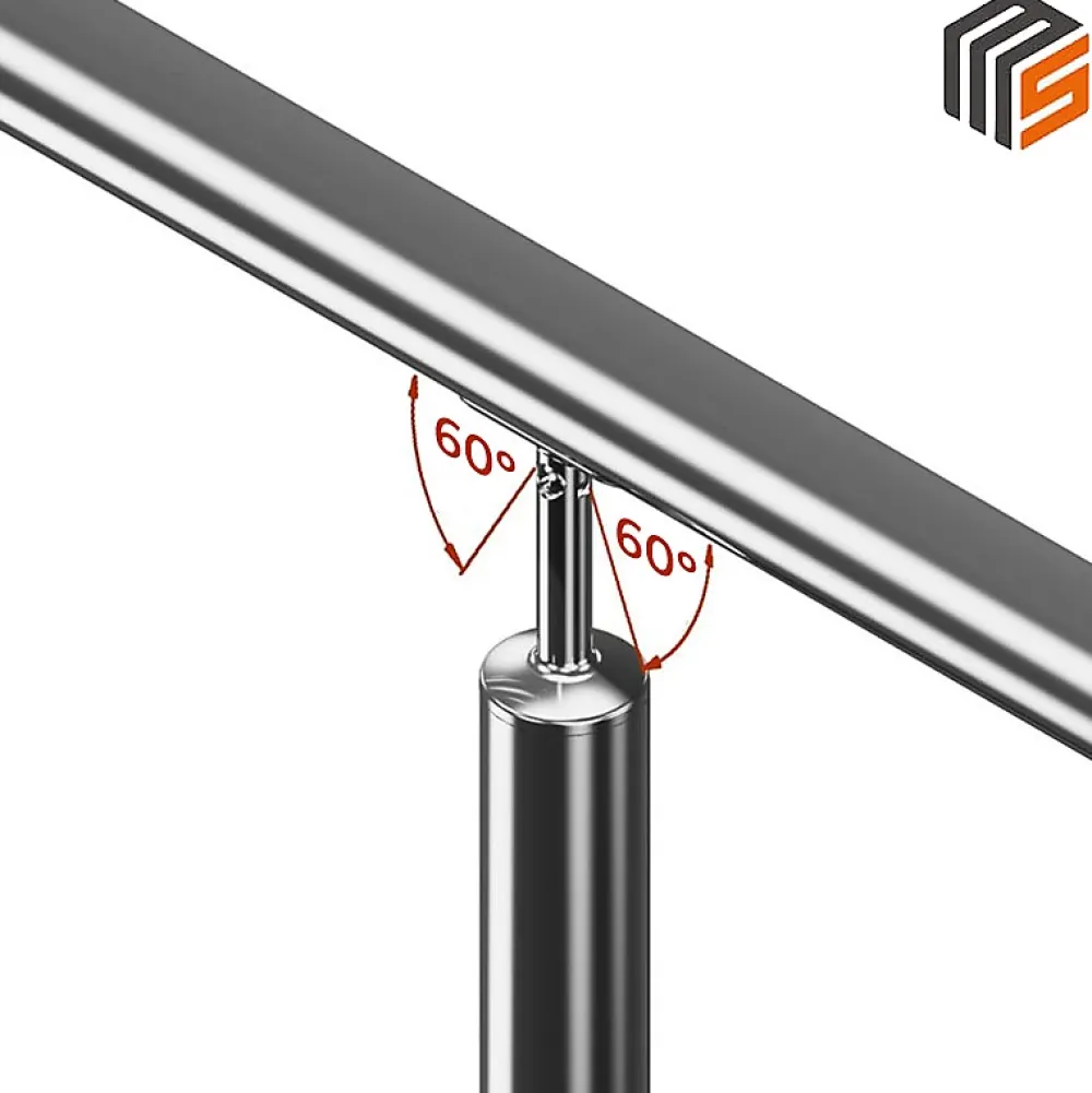 MySystem 2 x Support orientable main courante diam. 42,4 à coller sur tube diam. 42,4 x 2 mm - Inox 304- Accessoire D'Escalier