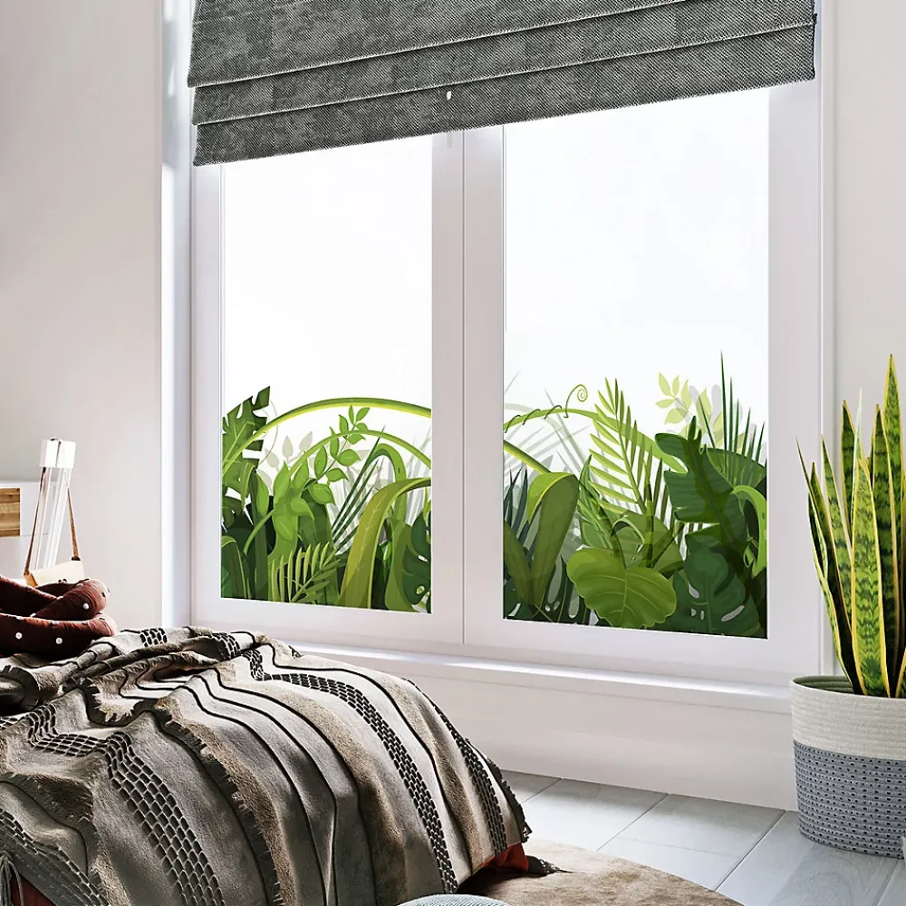 Ambiance Sticker Film Occultant Pour Vitrage<Adhésif Film Fenêtre Anti Regard Occultant - LA JUNGLE - Stickers Autocollant Brise-Vue pour Vitres & Porte de Douche - 40x100cm